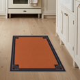 thumbnail image 1 of ODIKA 3'x5' Washable Throw Rug Black Terracotta Art Border Elegant Geometric Corners and Design for Entryway, Kitchen, Mudroom, Stain Resistant, Low Profile, Non-Slip, 1 of 7