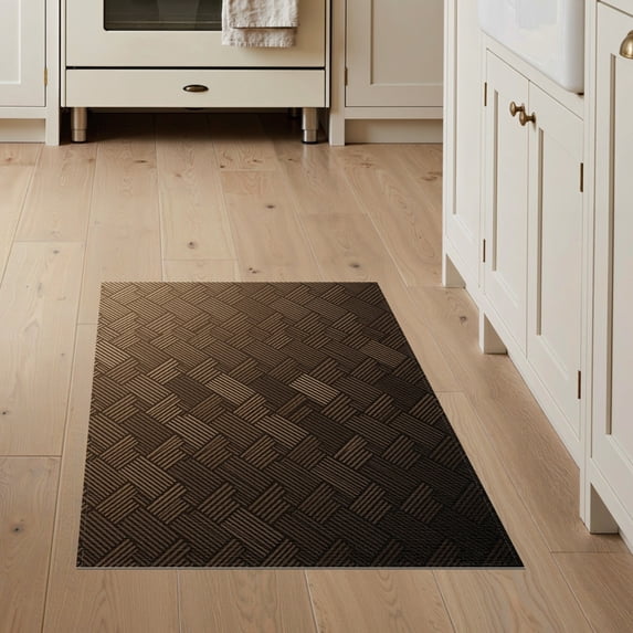 ODIKA 3'x5' Washable Throw Rug Brown Minimalist Herringbone Design ...