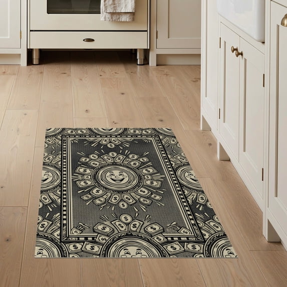 ODIKA 3'x5' Washable Throw Rug Cartoon Graphic Mascot Doodle Border Men Movie Funky Guys Mens Refined for Entryway, Kitchen, Mudroom, Stain Resistant, Low Profile, Non-Slip