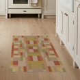 thumbnail image 1 of ODIKA 3'x5' Washable Throw Rug Geometric Mosaic Boho Symmetrical Block Large Abstract Beige Playful Expressive for Entryway, Kitchen, Mudroom, Stain Resistant, Low Profile, Non-Slip, 1 of 7