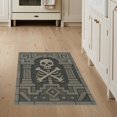 thumbnail image 1 of ODIKA 3'x5' Washable Throw Rug Gray Stone Skull and Bones Design Intricate Geometric Gothic Motifs for Entryway, Kitchen, Mudroom, Stain Resistant, Low Profile, Non-Slip, 1 of 7