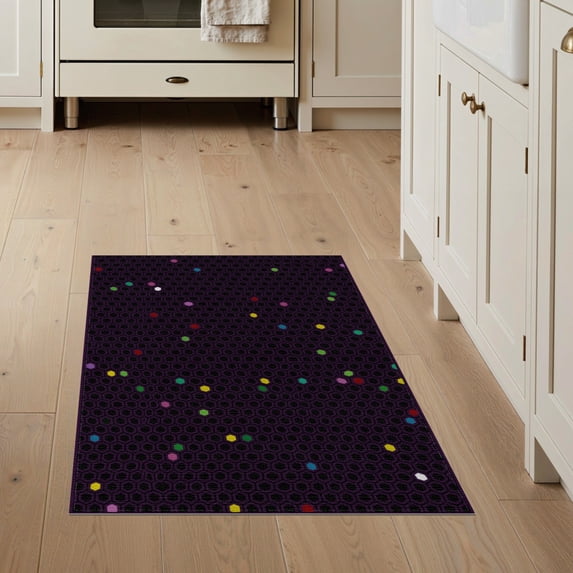 ODIKA 3'x5' Washable Throw Rug Illusion Hexagon Honeycomb Abstract Gamer Geometric Cube Optical Flowing Dynamic for Entryway, Kitchen, Mudroom, Stain Resistant, Low Profile, Non-Slip