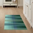 thumbnail image 1 of ODIKA 3'x5' Washable Throw Rug Lime Arrangement Striped Displaying Crosshatch Styling Farmhouse for Entryway, Kitchen, Mudroom, Stain Resistant, Low Profile, Non-Slip, 1 of 7