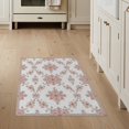 thumbnail image 1 of ODIKA 3'x5' Washable Throw Rug Pink Dainty Rosebud Motif Ivory Cream Coordinating Shack for Entryway, Kitchen, Mudroom, Stain Resistant, Low Profile, Non-Slip, 1 of 7