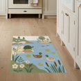 thumbnail image 1 of ODIKA 3'x5' Washable Throw Rug Stain Resistant, Low Profile, Non-Slip Blue Green Pastel Nature Scene Wildlife Landscape with Ducks for Entryway, Kitchen, Mudroom, 1 of 7