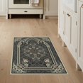 thumbnail image 1 of ODIKA 3'x5' Washable Throw Rug Stain Resistant, Low Profile, Non-Slip Gothic Haul Center Motif Decorative Border Scroll Corridor Grey for Entryway, Kitchen, Mudroom, 1 of 7