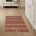 thumbnail image 1 of ODIKA 3'x5' Washable Throw Rug Stain Resistant, Low Profile, Non-Slip Kilim Southwestern Navy Stripe Motif Interlocking Banded Tone for Entryway, Kitchen, Mudroom, 1 of 7