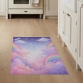 thumbnail image 1 of ODIKA 3'x5' Washable Throw Rug Stain Resistant, Low Profile, Non-Slip Large Unicorn Pink Pastel Stars Border Ombre Gradient Watercolor for Entryway, Kitchen, Mudroom, 1 of 7