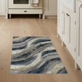 thumbnail image 1 of ODIKA 3'x5' Washable Throw Rug Stain Resistant, Low Profile, Non-Slip Modern Wavy Design With Brushstroke Motif And Marbled Accents Abstract Flowing for Entryway, Kitchen, Mudroom, 1 of 7