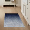 thumbnail image 1 of ODIKA 3'x5' Washable Throw Rug Stain Resistant, Low Profile, Non-Slip Navy Solid Vintage Distressed Ombre Fade Tonal Gradient for Entryway, Kitchen, Mudroom, 1 of 7