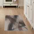 thumbnail image 1 of ODIKA 3'x5' Washable Throw Rug Stain Resistant, Low Profile, Non-Slip Strokes Distressed Neutral Playroom Abstract Contemporary Painterly Playful for Entryway, Kitchen, Mudroom, 1 of 7