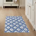 thumbnail image 1 of ODIKA 3'x5' White Blue Geometric Diamond Lattice Washable Area Rug Contemporary Interlocking Square Motifs Non-Slip, Flatweave, Easy Care for Hallway, Laundry Room, 1 of 6