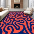 thumbnail image 1 of ODIKA 3'x5' Machine Washable Non-Slip Area Rug, Abstract Canine Inspired Cushion Cover with Modern Swirl Accents High Traffic Rug with Pad, Red, 633779, 1 of 8