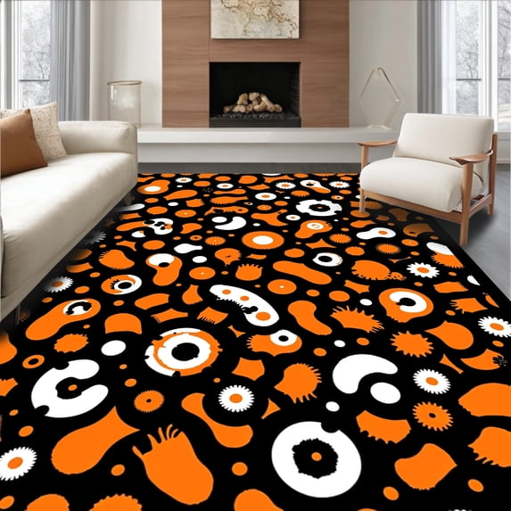 ODIKA 3'x5' Machine Washable Non-Slip Area Rug, Abstract Ink Splash Form Contemporary Art High Traffic Rug, Black, 544415