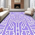 thumbnail image 1 of ODIKA 3'x5' Machine Washable Non-Slip Area Rug, Abstract Maze Motif with Interlocking Labyrinthine Pathways High Traffic Rug with Pad, Purple, 459853, 1 of 8