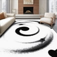 thumbnail image 1 of ODIKA 3x5 Machine Washable Non-Slip Area Rug, Abstract Monochrome Brushstroke Artisan Luxury Elegant High Traffic Rug, Black, 580865, 1 of 7