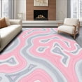 thumbnail image 1 of ODIKA 3'x5' Machine Washable Non-Slip Area Rug, Abstract Waterway Contour Interlocking Design with Artistic Brushwork High Traffic Rug with Pad, Pink, 471158, 1 of 8