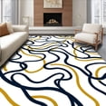 thumbnail image 1 of ODIKA 3x5 Machine Washable Non-Slip Area Rug, Abstract Wave Featuring Fluid Lines and Gold Highlights High Traffic Rug, Black, 541348, 1 of 7
