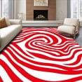 thumbnail image 1 of ODIKA 3'x5' Machine Washable Non-Slip Area Rug, Abstract Wave Spiral Design with Flowing Curved High Traffic Rug, Red, 555948, 1 of 7