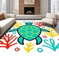 thumbnail image 1 of ODIKA 3'x5' Machine Washable Non-Slip Area Rug, Adorable Marine Needlework Project DIY Cushion High Traffic Rug with Pad, Teal, 726572, 1 of 8