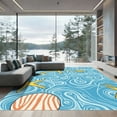 thumbnail image 1 of ODIKA 3'x5' Machine Washable Non-Slip Area Rug, Adorable Ocean Life Inspired with Nautical Themes and High Traffic Rug, Blue, 916387, 1 of 7