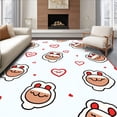 thumbnail image 1 of ODIKA 3'x5' Machine Washable Non-Slip Area Rug, Adorable Rodent Themed Entry with Love Symbol Accents High Traffic Rug with Pad, White, 725311, 1 of 8