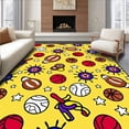 thumbnail image 1 of ODIKA 3'x5' Machine Washable Non-Slip Area Rug, All League Championship Sports with Equipment Design High Traffic Rug with Pad, Yellow, 673946, 1 of 8