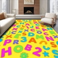 thumbnail image 1 of ODIKA 3'x5' Machine Washable Non-Slip Area Rug, Alphabet Parade Hop Pathway with Whimsical Animal Friends and Numbered Steps High Traffic Rug, Yellow, 684575, 1 of 7