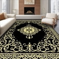 thumbnail image 1 of ODIKA 3'x5' Machine Washable Non-Slip Area Rug, Ancient Scrollwork Interwoven Medallion High Traffic Rug with Pad, Black, 548311, 1 of 8