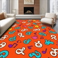 thumbnail image 1 of ODIKA 3'x5' Machine Washable Non-Slip Area Rug, Animal Orchestra ABC Melody with Musical Motif Design High Traffic Rug with Pad, Orange, 684643, 1 of 8
