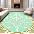 thumbnail image 1 of ODIKA 3'x5' Machine Washable Non-Slip Area Rug, Art Fern Fronds and Swirling Leaf High Traffic Rug with Pad, Turquoise, 452200, 1 of 3