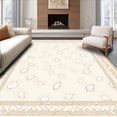thumbnail image 1 of ODIKA 3'x5' Machine Washable Non-Slip Area Rug, Art Interlocking Trellis With Stylized Leaf Embellishments High Traffic Rug, Beige, 445997, 1 of 7
