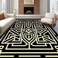 thumbnail image 1 of ODIKA 3'x5' Machine Washable Non-Slip Area Rug, Art Maze Motif with Interlocking Accents High Traffic Rug with Pad, Black, 657660, 1 of 8