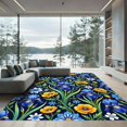thumbnail image 1 of ODIKA 3'x5' Machine Washable Non-Slip Area Rug, Art Nouveau Navy Blue High Traffic Rug, Blue, 1268836, 1 of 7