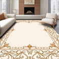 thumbnail image 1 of ODIKA 3'x5' Machine Washable Non-Slip Area Rug, Artisan Latticework with Baroque Leaf Filigree and Whispered Edges High Traffic Rug, Beige, 461194, 1 of 5