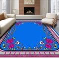 thumbnail image 1 of ODIKA 3'x5' Machine Washable Non-Slip Area Rug, Artisan Vine Lattice High Traffic Rug with Pad, Blue, 551225, 1 of 8