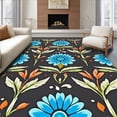 thumbnail image 1 of ODIKA 3'x5' Machine Washable Non-Slip Area Rug, Artistic Garden Blooms Fade Resistant Versatile Practical High Traffic Rug, Black, 663117, 1 of 7