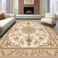 thumbnail image 1 of ODIKA 3'x5' Machine Washable Non-Slip Area Rug, Artistic Weathered Damask Graceful Luxurious Exquisite High Traffic Rug with Pad, Beige, 465889, 1 of 8