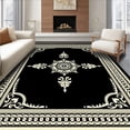 thumbnail image 1 of ODIKA 3'x5' Machine Washable Non-Slip Area Rug, Athens Classic Border Medallion Symmetrical Decorative High Traffic Rug with Pad, Black, 666753, 1 of 8