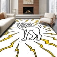 thumbnail image 1 of ODIKA 3'x5' Machine Washable Non-Slip Area Rug, Blinking Zapped Tabby Prank Humorous Party Conversation High Traffic Rug with Pad, Black, 617393, 1 of 8