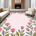 thumbnail image 1 of ODIKA 3'x5' Machine Washable Non-Slip Area Rug, Blooming Meadow with Intricate Botanical Motifs High Traffic Rug, Pink, 704239, 1 of 7