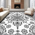thumbnail image 1 of ODIKA 3'x5' Machine Washable Non-Slip Area Rug, Bohemian Kaleidoscope with Mirrored Flower Medallion High Traffic Rug, Black, 709394, 1 of 7