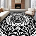 thumbnail image 1 of ODIKA 3'x5' Machine Washable Non-Slip Area Rug, Boho Medallion Symmetrical Radial Decorative Motif High Traffic Rug with Pad, Black, 558731, 1 of 8