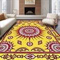 thumbnail image 1 of ODIKA 3'x5' Machine Washable Non-Slip Area Rug, Boho Rustic Starburst Medallion with Stitched Festoon Details High Traffic Rug, Yellow, 621575, 1 of 7