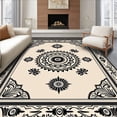 thumbnail image 1 of ODIKA 3'x5' Machine Washable Non-Slip Area Rug, Boho with Abstract Vine Details and Repeating Burst Motifs High Traffic Rug, Beige, 701651, 1 of 5