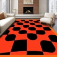 thumbnail image 1 of ODIKA 3'x5' Machine Washable Non-Slip Area Rug, Bold Contrast Checkerboard with Alternating Bands High Traffic Rug, Orange, 615151, 1 of 7