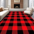 thumbnail image 1 of ODIKA 3'x5' Machine Washable Non-Slip Area Rug, Bold Interlocking Buffalo Plaid With Contrasting Dark Highlights High Traffic Rug with Pad, Red, 610536, 1 of 8