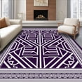 thumbnail image 1 of ODIKA 3'x5' Machine Washable Non-Slip Area Rug, Bordered Maze Interlocking Diagonal Symmetrical Decorative High Traffic Rug, Purple, 585525, 1 of 7