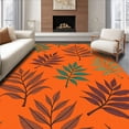 thumbnail image 1 of ODIKA 3'x5' Machine Washable Non-Slip Area Rug, Botanical Fern Fronds Whimsical Nature Inspired Arrangement High Traffic Rug, Orange, 600707, 1 of 7