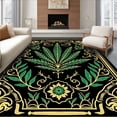 thumbnail image 1 of ODIKA 3'x5' Machine Washable Non-Slip Area Rug, Botanical Fern Medallion Accent with Interlocking Motifs High Traffic Rug, Black, 593287, 1 of 7
